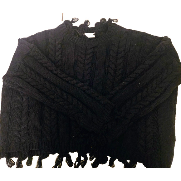 Altar’d State Cropped Black Boho Sweater M Oversized - Picture 8 of 16